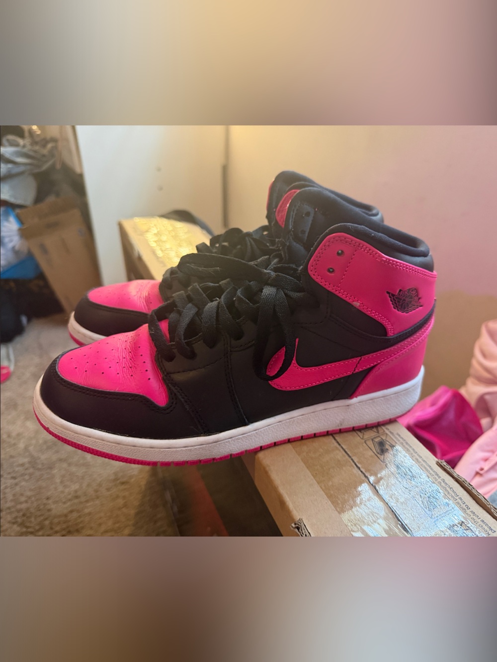 Black & Hot Pink Air Jordans RARE